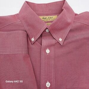 Roundtree & Yorke Gold Label Dress Shirt Mens 15.5 33 Mauve Non-Iron Pinpoint